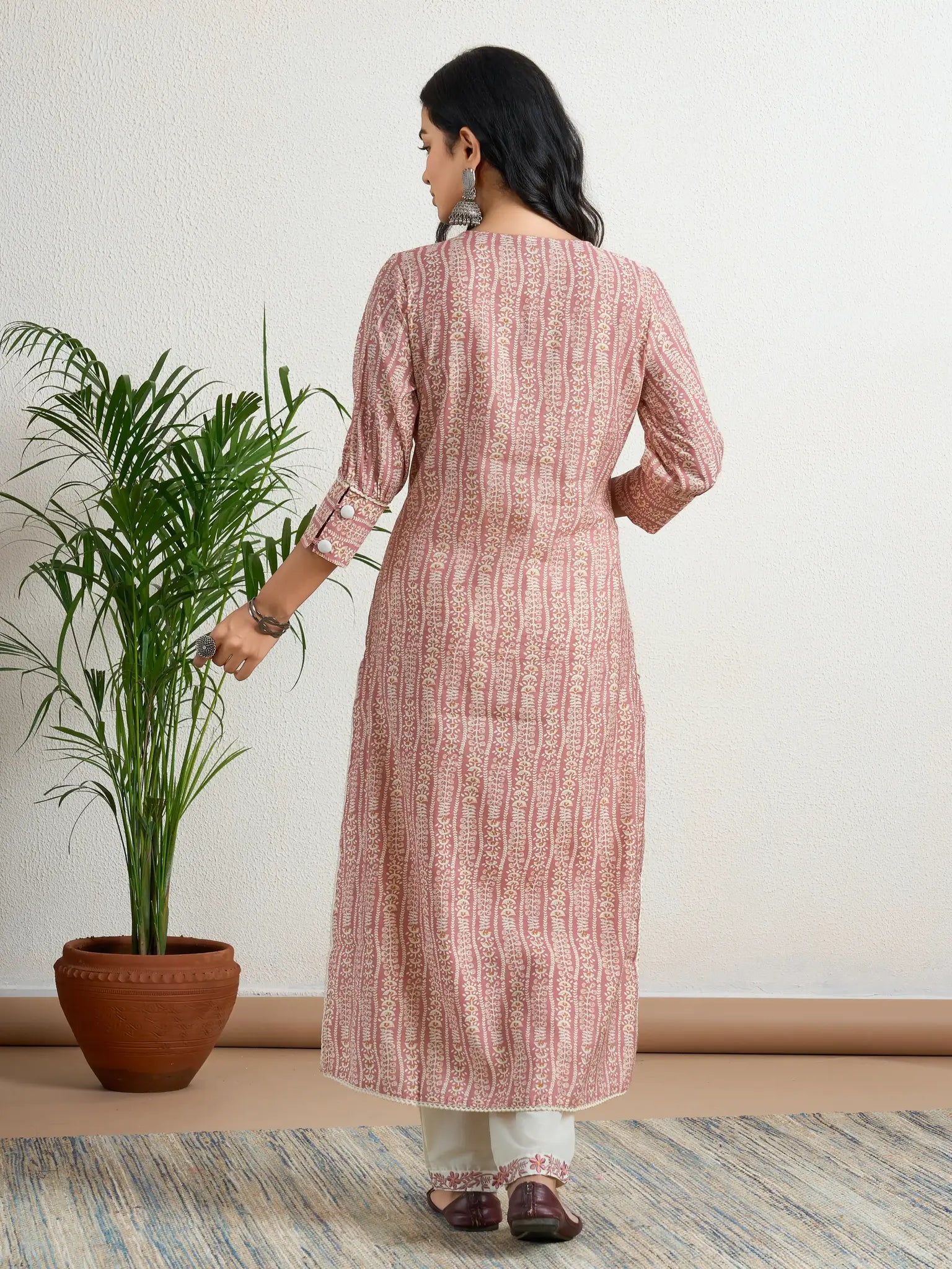 Rust Yoke embroidered suit set