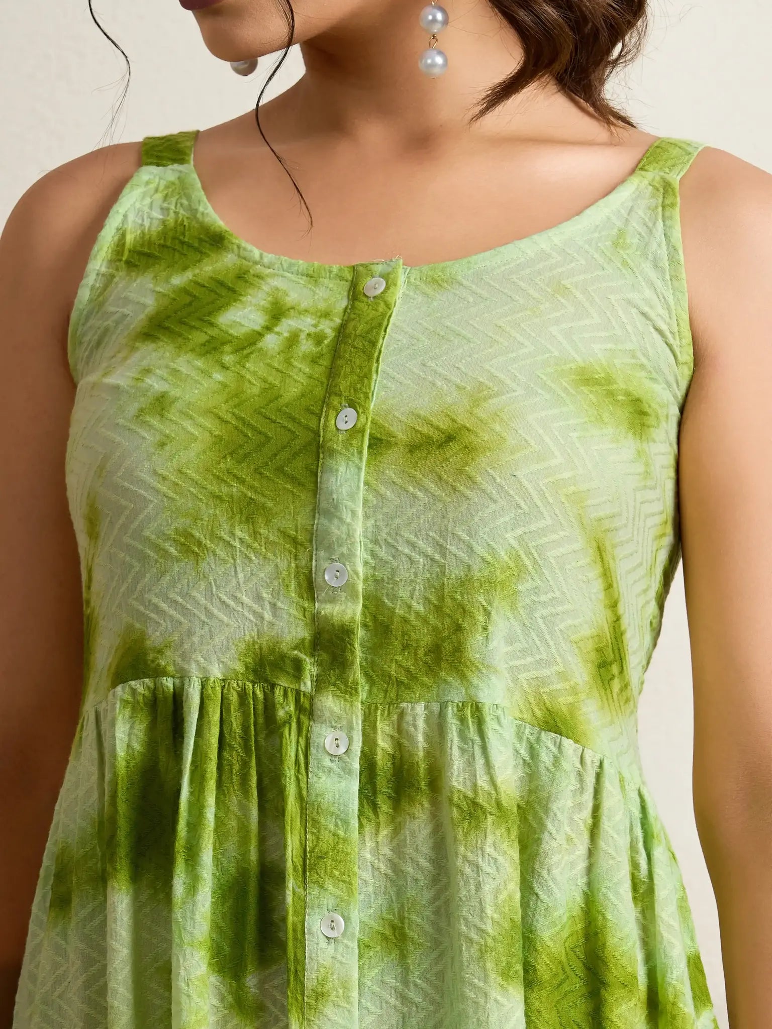 Leaf green Tie-dye dress