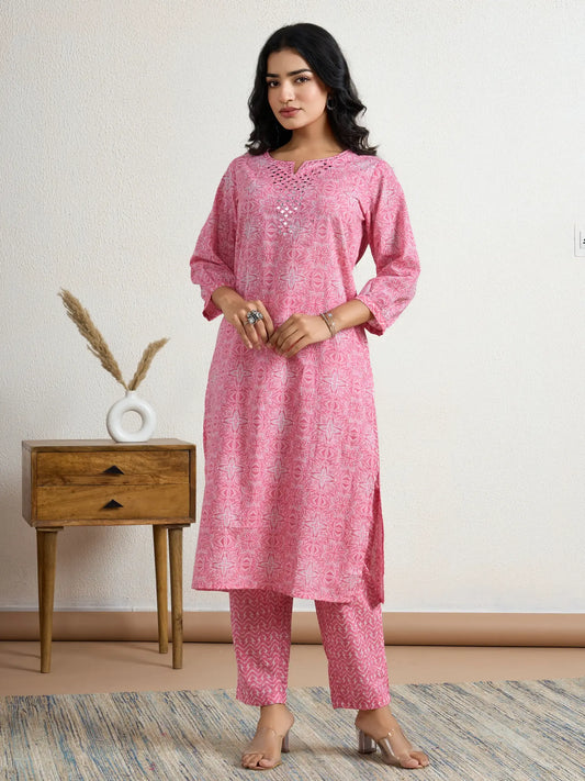 Pretty Pink printed kurta Set