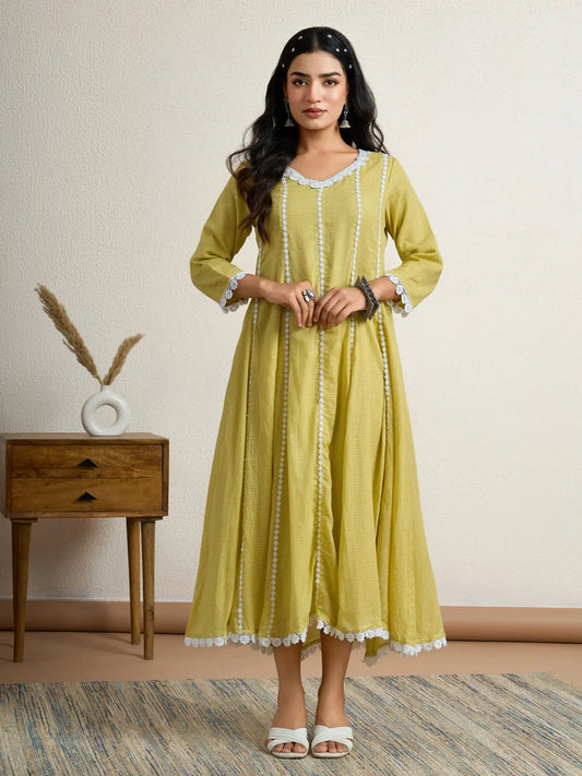 Mustard anarkali kurta